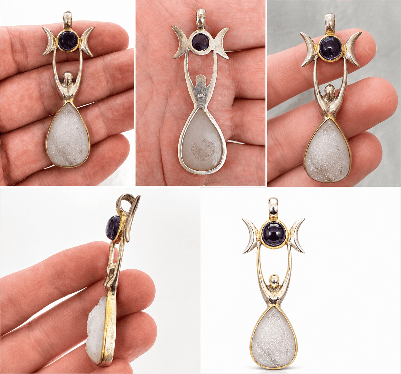 Druzy Quartz & Amethyst Goddess Pendant 2 Elegant Druzy Quartz & Amethyst Goddess Pendant