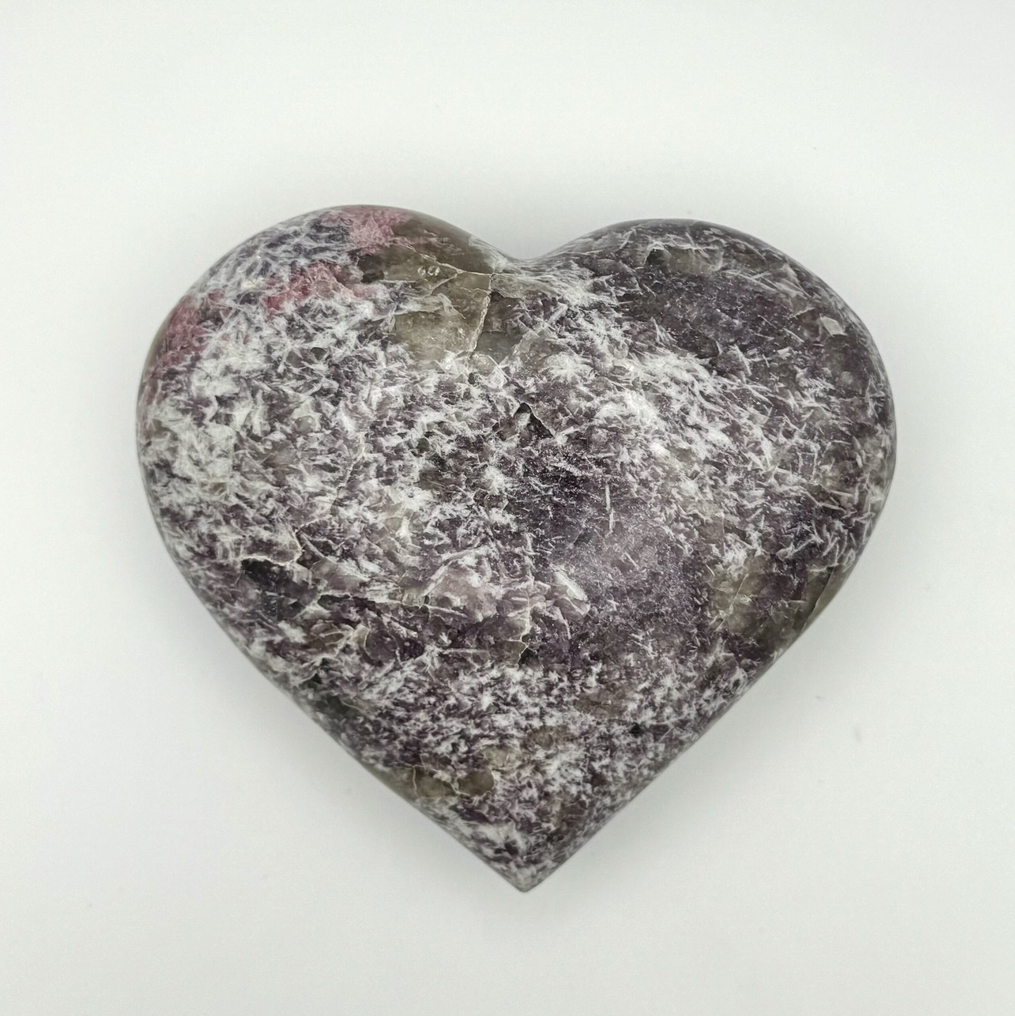 Pink Tourmaline & Lepidolite in Quartz Heart 1 Pink Tourmaline & Lepidolite in Quartz Heart