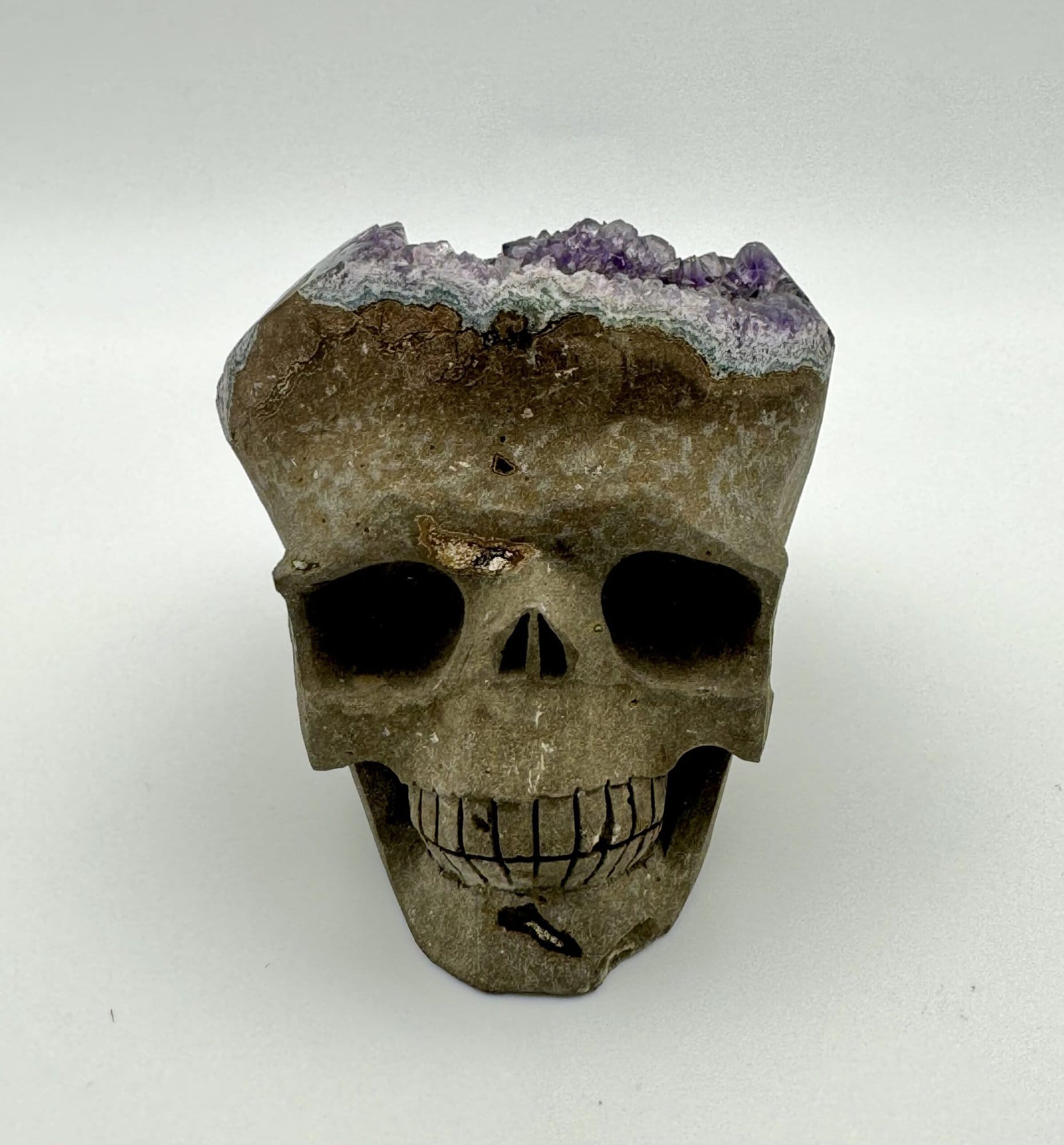 Raw Amethyst Cluster Crystal Skull 2 Raw Amethyst Cluster Crystal Skull - Image 2