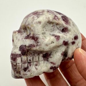 Pink Tourmaline in Quartz Skull