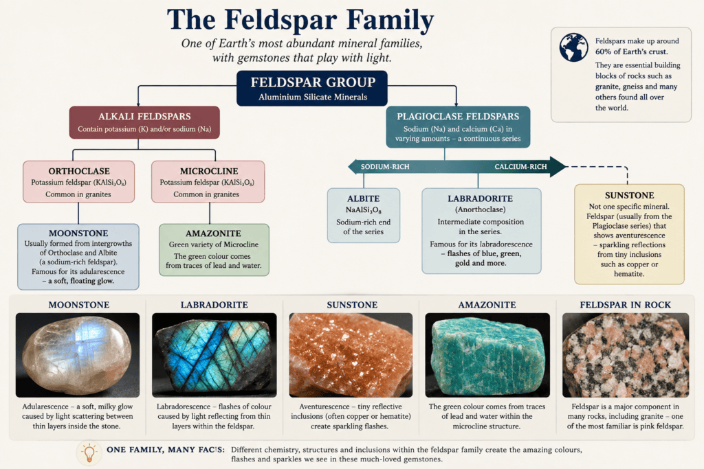 Feldspar – The Mineral Family That Plays With Light 2 Feldspar Family tree