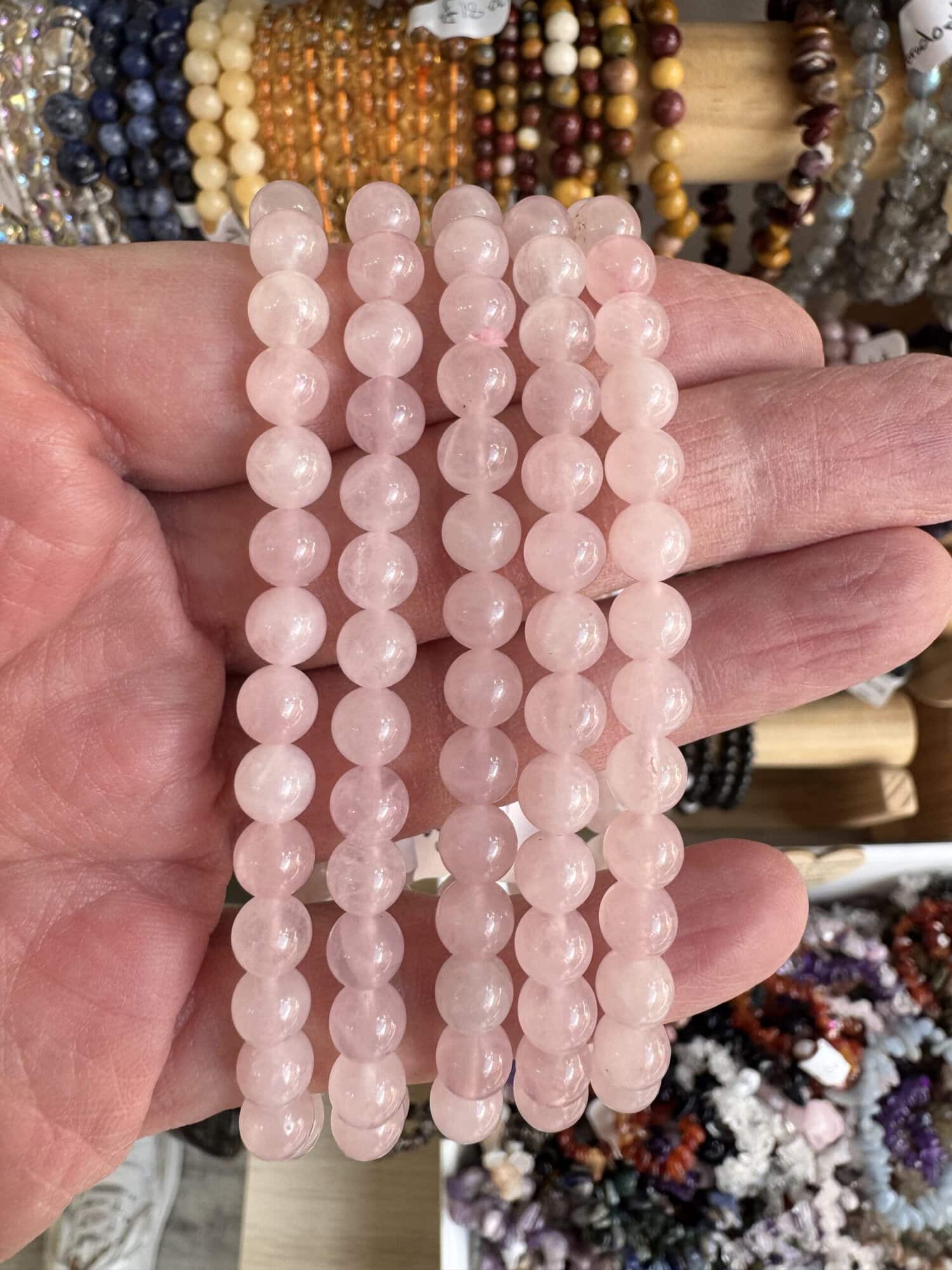 Rose Quartz Bracelet – 6mm Beads 3 Rose Quartz bracelets